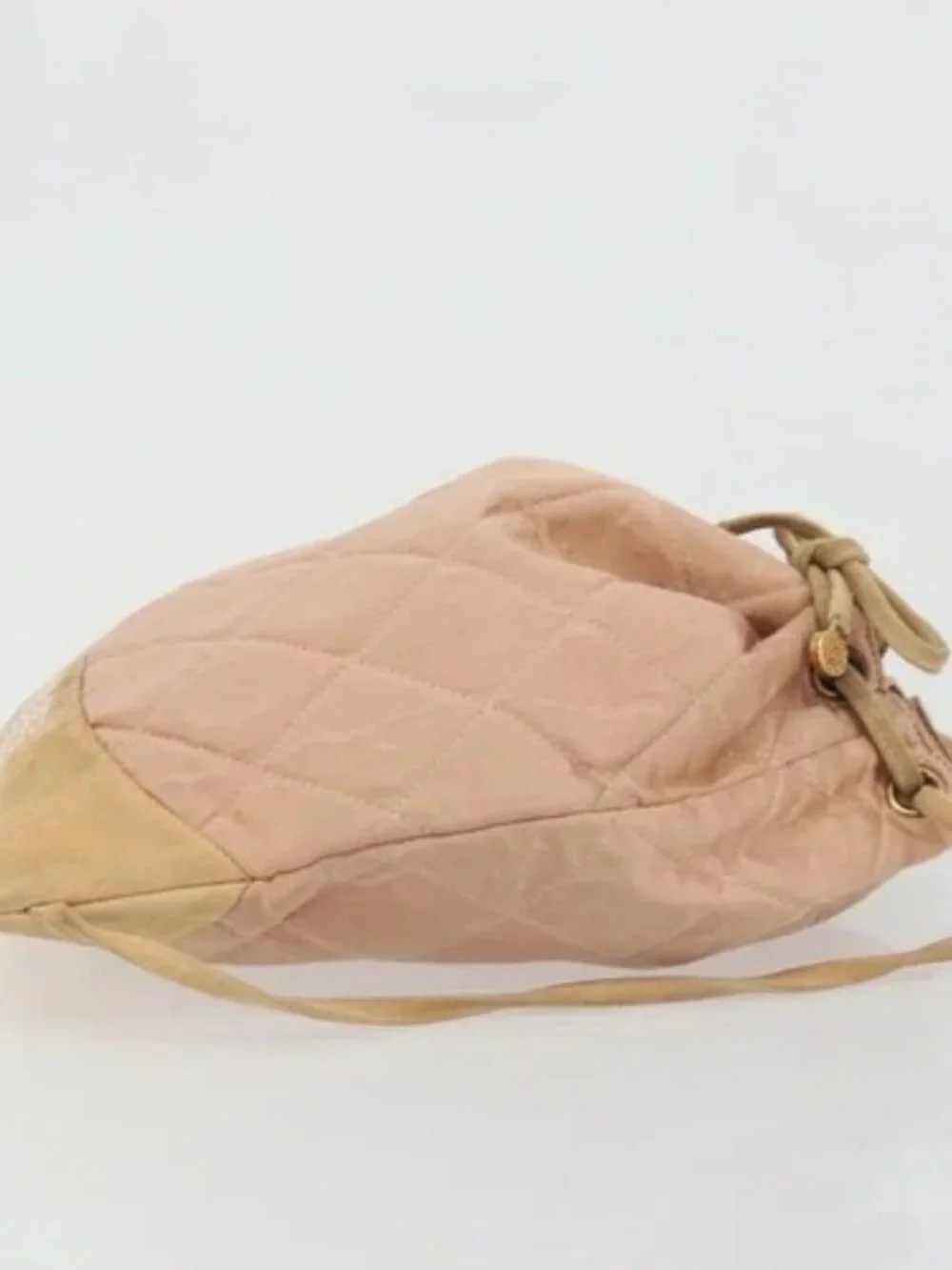 CHANEL Matelasse Purse Backpack Satin Pink Gold CC Auth bs34274